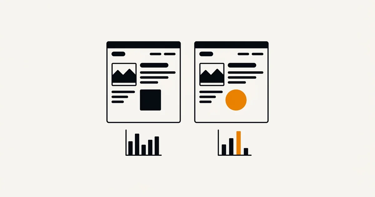 Illustratie: twee varianten van een webpagina naast elkaar met hun resultaten