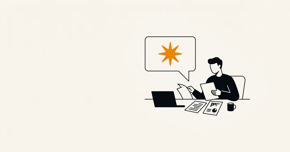 Illustratie: een ondernemer aan het werk met een AI-assistent in een chatvenster